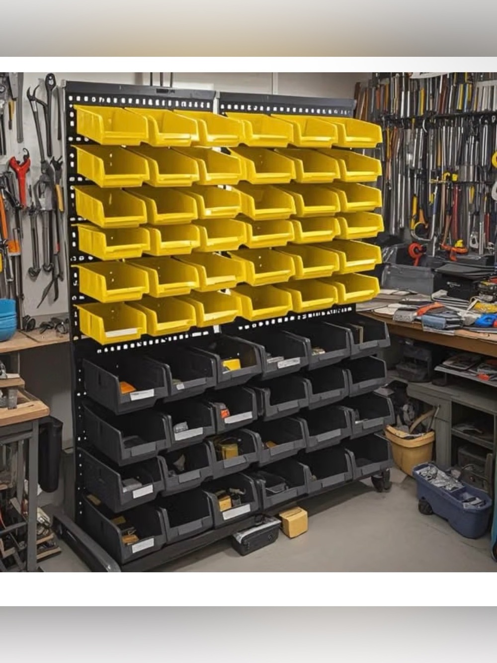 Modular Yellow and Black (30) Bin Organizer - Heavy-Duty Parts Bins